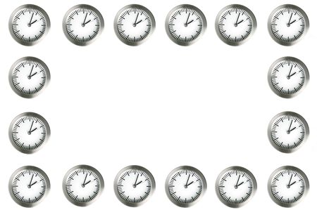 An analogue clock set against a white backgroundの写真素材