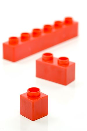 Toy building blocks isolated against a white backgroundの写真素材