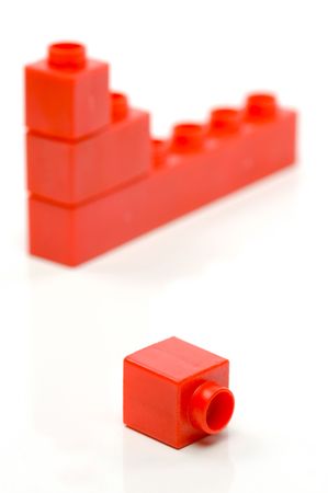 Toy building blocks isolated against a white backgroundの写真素材