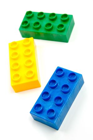 Toy building blocks isolated against a white backgroundの写真素材