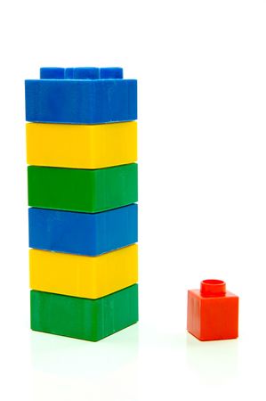 Toy building blocks isolated against a white backgroundの写真素材