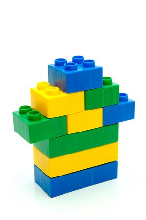 Toy building blocks isolated against a white backgroundの写真素材