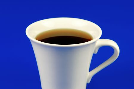 Black coffee isolated against a bluebackgroundの写真素材