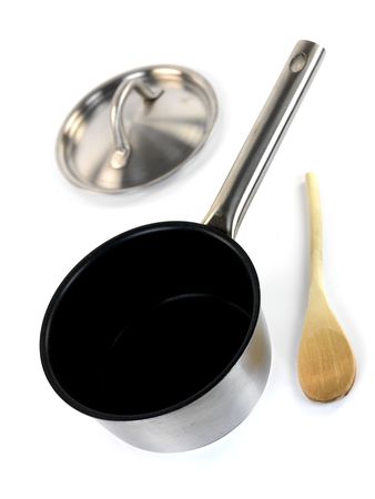 Pots and pans isolayed against a white backgroundの写真素材