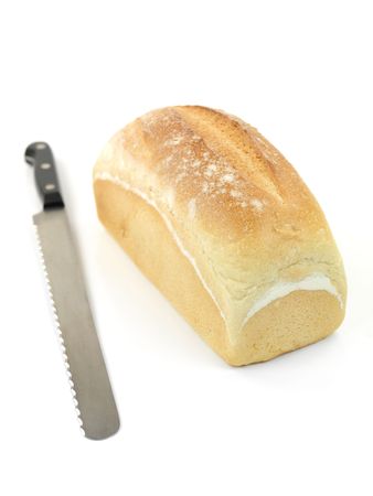 A loaf of bread isolated against a white background