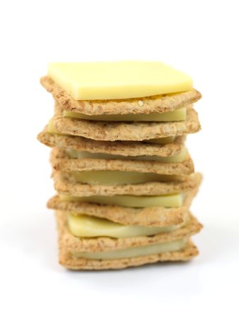 Savoury crackers isolated against a white backgroundの写真素材
