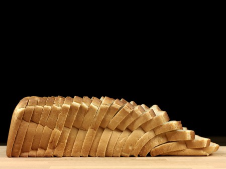 A loaf of freshly baked white breadの写真素材