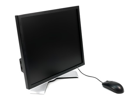 A computer monitor isolated against a white background