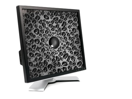 A computer monitor isolated against a white backgroundの写真素材