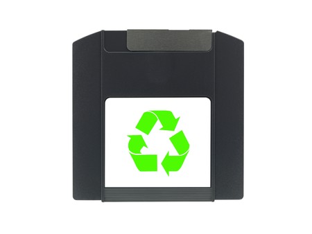 A backup zip drive disk isolated against a white backgroundの写真素材