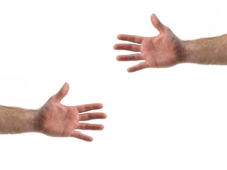 A hand isolated against a white background