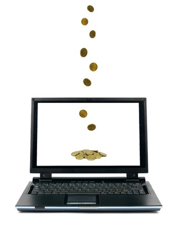 A laptop computer isolated against a white backgroundの写真素材