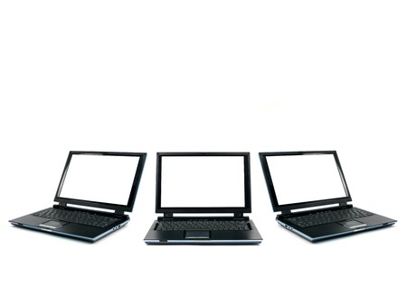 A laptop computer isolated against a white backgroun dの写真素材