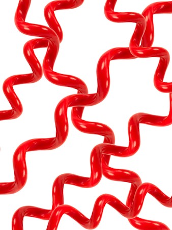 A rotary telephone hand set cord isolated against a white backgroundの写真素材