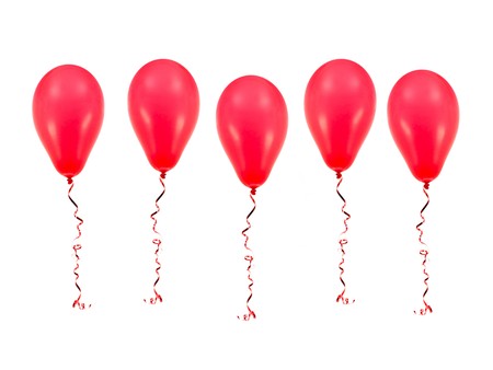 Red balloons isolated against a white backgroundの写真素材