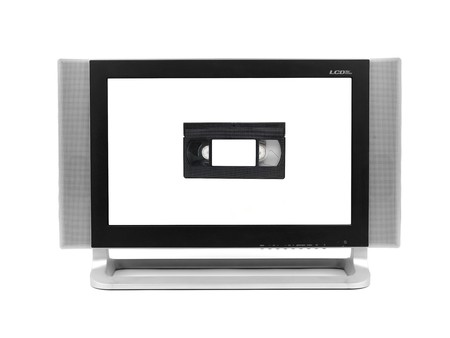 A LCD TV monitor isolated against a white backgroundの写真素材
