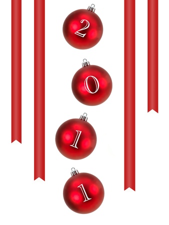 Christmas ornaments 2011 isolated against a white background