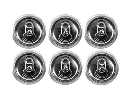 Aluminum cans isolated against a white background