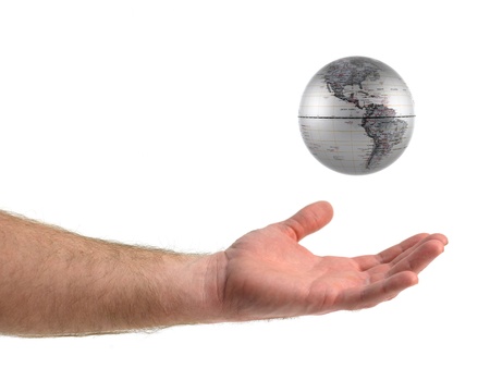 A world globe isolated aqainst a white backgroundの写真素材