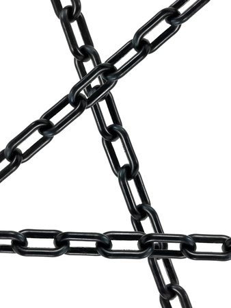A black chain isolated against a white backgroundの写真素材