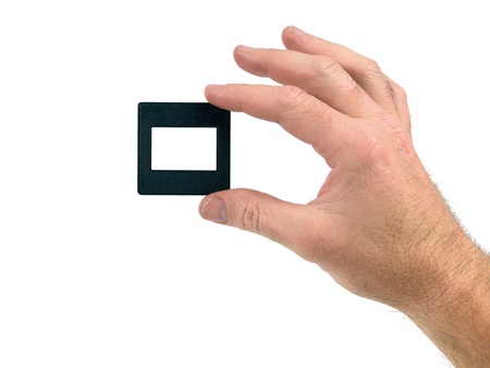 Photographic slides isolated against a white backgroundの写真素材