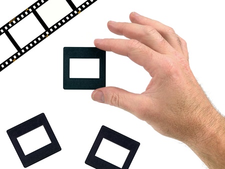 Photographic negatives isolated against a white backgroundの写真素材