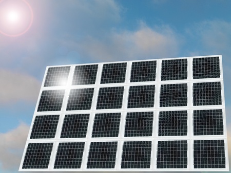 Solar panels isolated against a cloudy sky