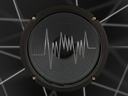 A modern black amplifier audio speaker imageの写真素材