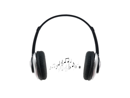 Music headphones isolated against a white backgroundの写真素材