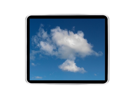 A mobile phone isolated against a white backgroundの写真素材