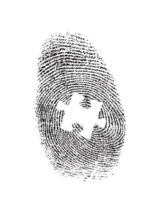 A finger print isolated against a white backgroundの写真素材