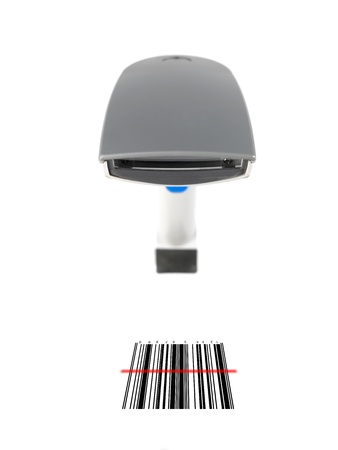 A barcode scanner isolated against a white backgroundの写真素材