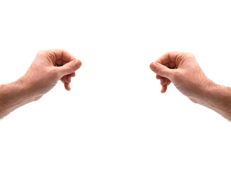 Hands isolated against a white backgroundの写真素材