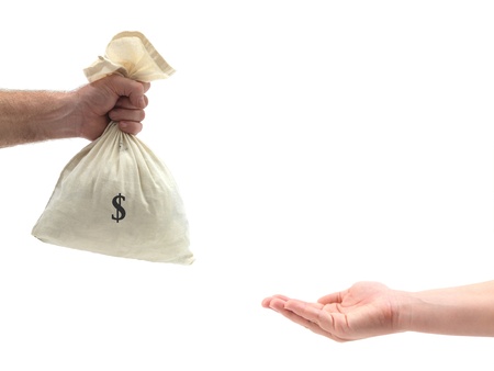 A bag of money being exchanged