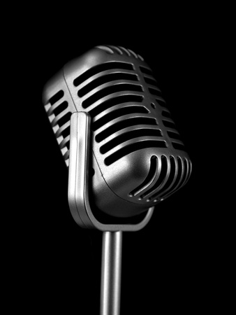 A microphone isolated against a black backgroundの写真素材