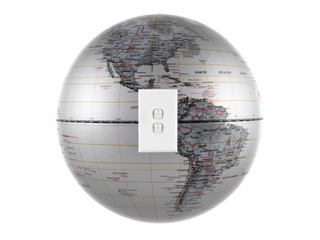 A world globe isolated aqainst a white backgroundの写真素材