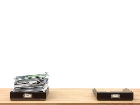 In and out office trays in an office situation