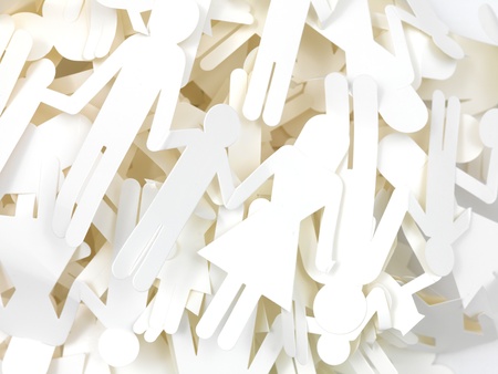 An image of craft people cutouts piled up togetherの写真素材