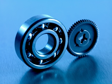 Industrial components  isolated against a silver backgroundの写真素材