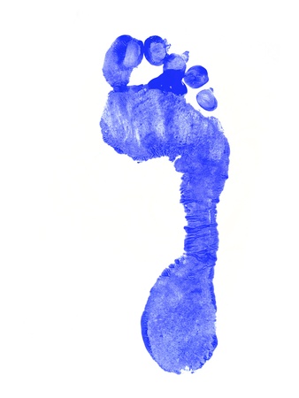 Feet and hand prints on a white backgroundの写真素材