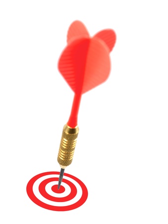Playing darts isolated against a white backgroundの写真素材