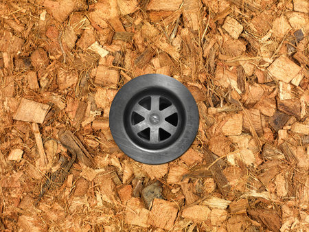 Garden wood chip mulch isolated against a white background
