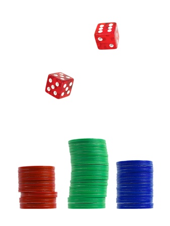 A conceptual gambling image with assorted gambling equipmentの写真素材