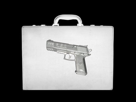 A black old fashioned business brief case