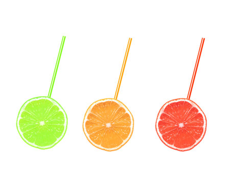A conceptual image of a fruit drink with a straew
