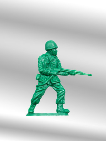 Toy soldiers isolated against a white backgroundの写真素材