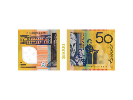 Australian currency isolated against a white background