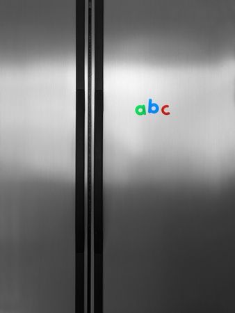 A modern duel stainless steel kitchen fridgeの写真素材