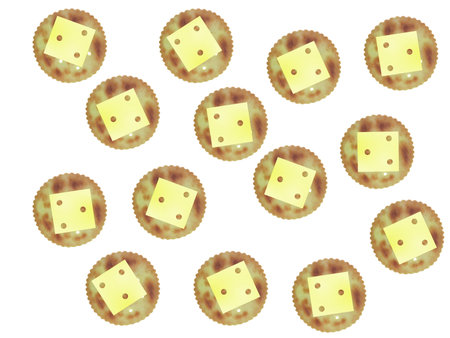 Savoury biscuits isolated against a white backgroundの写真素材