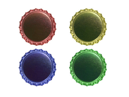 Bottle caps isolated against a white background
